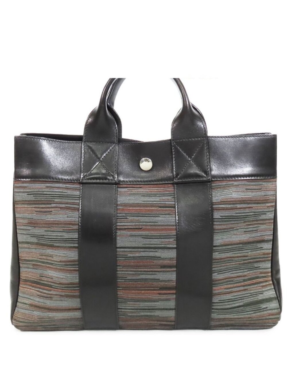 Hermes Fourre Tout PM Black Multicolor Silver Evercalf Vibrato Tote